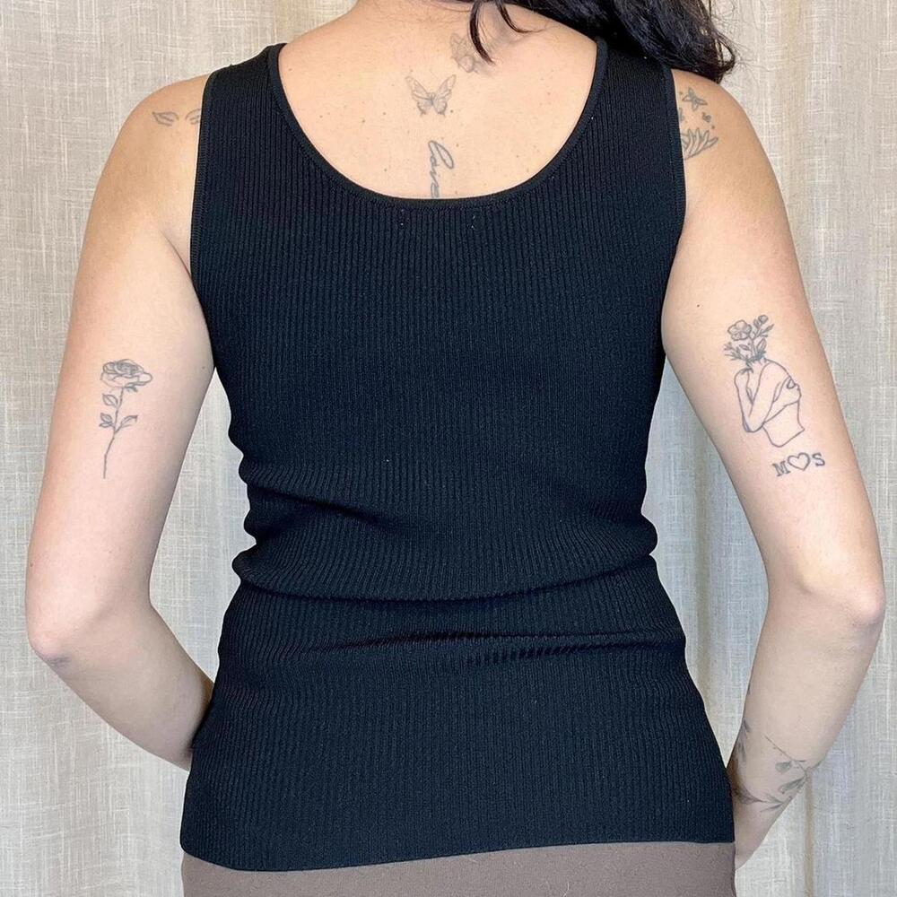 Cache Black Beaded Ribbed Tank - image 4